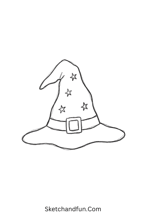 Witch hat with stars Halloween doodle drawing
