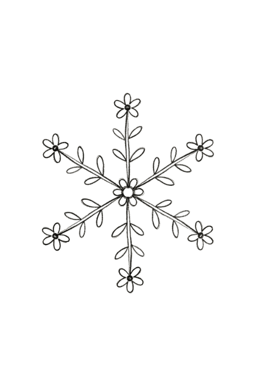 Floral snowflake doodle with petal-shaped branches and tiny leaves