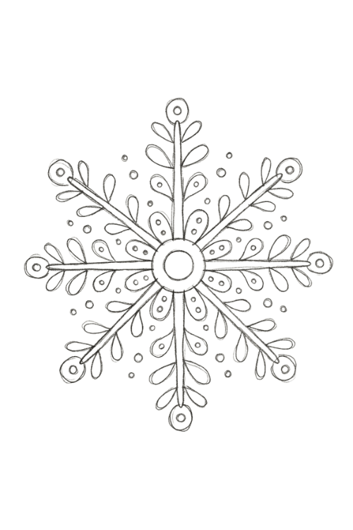Lacy mandala snowflake drawing with loops and intricate patterns